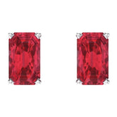 14K White Lab-Grown Ruby Earrings